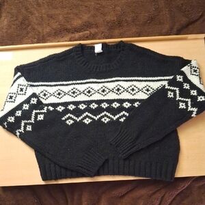 Me to We Black and White Geometric Crewneck Sweater Size XS